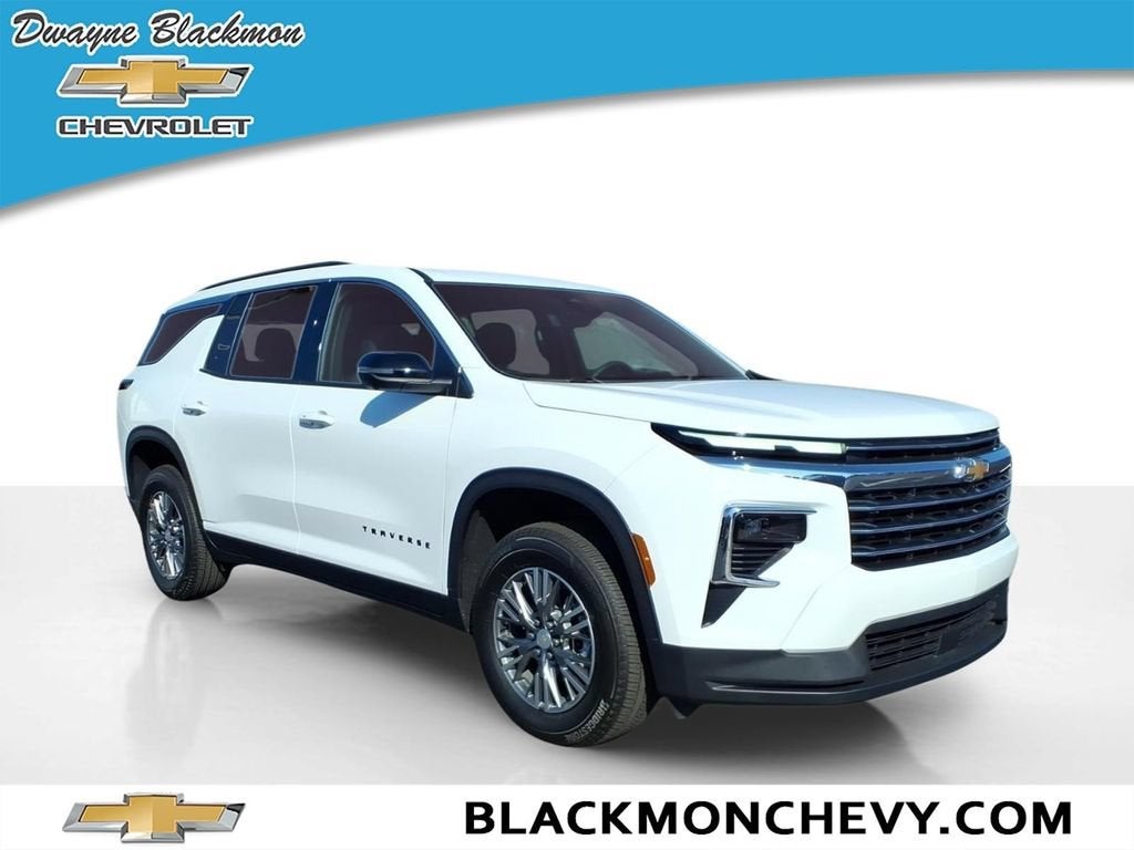 2026 Chevrolet Traverse LT in Summit White — front three-quarter view