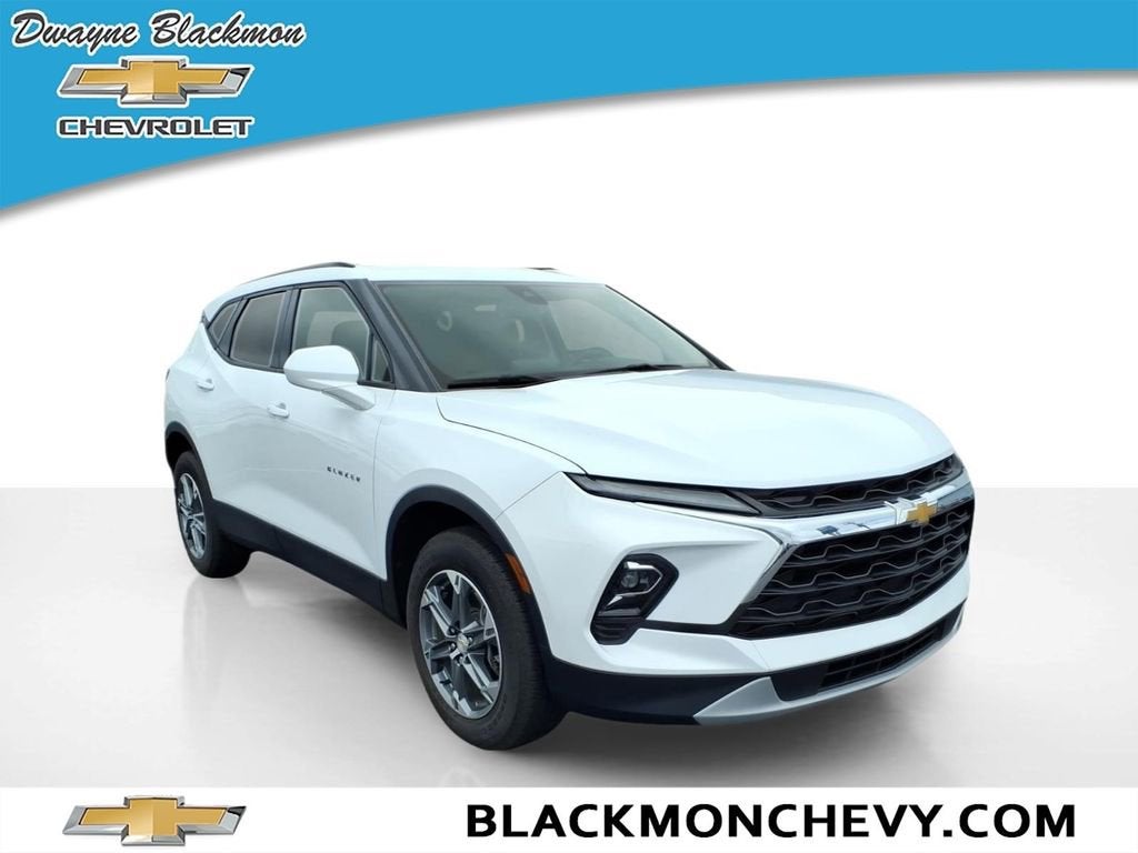 2024 Chevrolet Blazer 2LT in Summit White — front three-quarter view